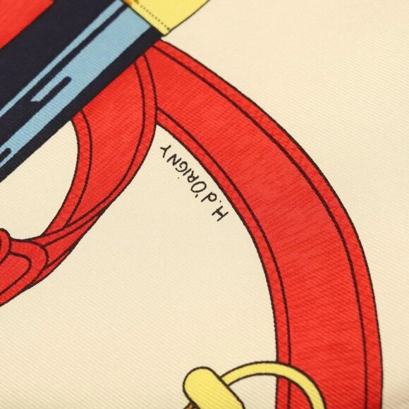 HERMES Carre 90 Scarf ""Eperon d'or"" Silk Navy Auth 142397 - Picture 11 of 16